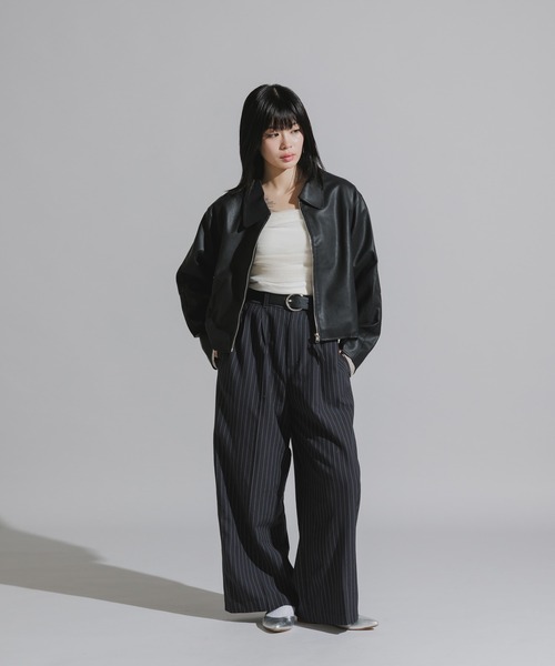 Chick(チック)の「Faux Suede Full-Zip Blouson / フェイクスエード フルジップブルゾン(ブルゾン・レディース・ブラック/キャメル・FREE)」の11枚目の写真