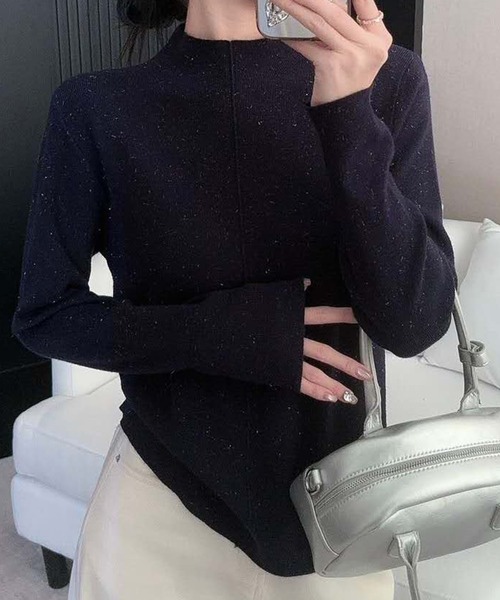 Lace Ladies（レースレディース）の「バック オープンカット オフネック ニット プルオーバー（ニット/セーター・レディース・ブラック/アイボリー/グレー・FREE）」の3枚目の写真