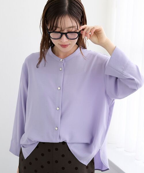 le.coeur blanc(ルクールブラン)の「★大ヒットブラウス長袖★2WAYジョーゼット長袖ブラウス(シャツ/ブラウス・レディース・ダークグレー/パープル/ネイビー/ライトグレー・38)」の6枚目の写真
