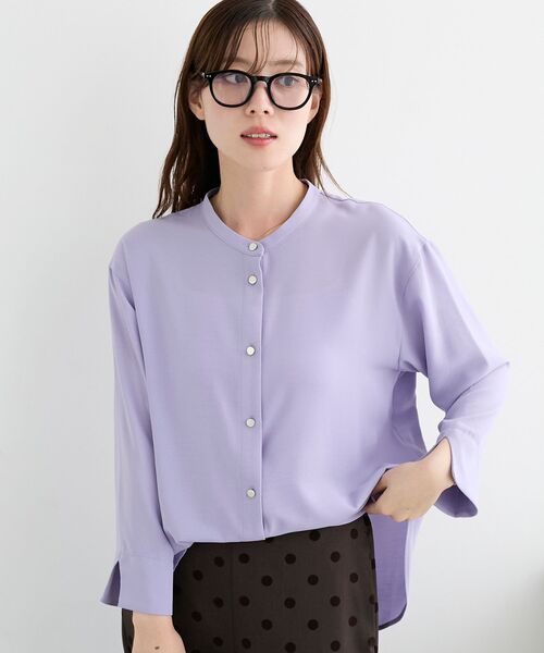 le.coeur blanc(ルクールブラン)の「★大ヒットブラウス長袖★2WAYジョーゼット長袖ブラウス(シャツ/ブラウス・レディース・ダークグレー/パープル/ネイビー/ライトグレー・38)」の7枚目の写真