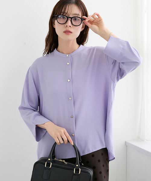 le.coeur blanc(ルクールブラン)の「★大ヒットブラウス長袖★2WAYジョーゼット長袖ブラウス(シャツ/ブラウス・レディース・ダークグレー/パープル/ネイビー/ライトグレー・38)」の8枚目の写真