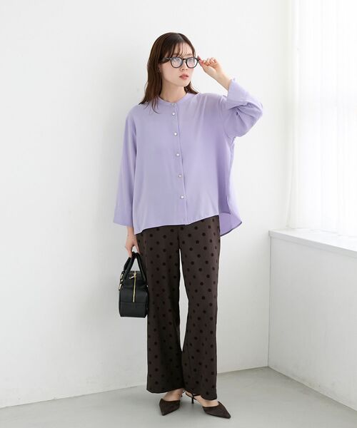 le.coeur blanc(ルクールブラン)の「★大ヒットブラウス長袖★2WAYジョーゼット長袖ブラウス(シャツ/ブラウス・レディース・ダークグレー/パープル/ネイビー/ライトグレー・38)」の13枚目の写真