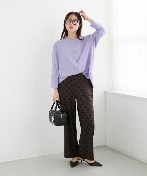 le.coeur blanc(ルクールブラン)の「★大ヒットブラウス長袖★2WAYジョーゼット長袖ブラウス(シャツ/ブラウス・レディース・ダークグレー/パープル/ネイビー/ライトグレー・38)」の14枚目の写真