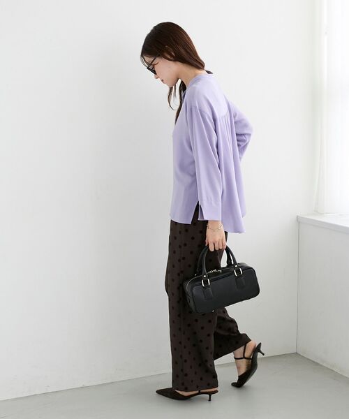 le.coeur blanc(ルクールブラン)の「★大ヒットブラウス長袖★2WAYジョーゼット長袖ブラウス(シャツ/ブラウス・レディース・ダークグレー/パープル/ネイビー/ライトグレー・38)」の17枚目の写真