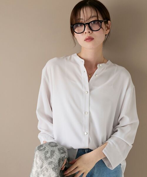 le.coeur blanc(ルクールブラン)の「★大ヒットブラウス長袖★2WAYジョーゼット長袖ブラウス(シャツ/ブラウス・レディース・ダークグレー/パープル/ネイビー/ライトグレー・38)」の21枚目の写真