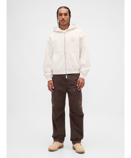 GAP 新作リラックスフィット ジップアップパーカー ホワイト GAP 新作リラックスフィット ジップアップパーカー ホワイト セール