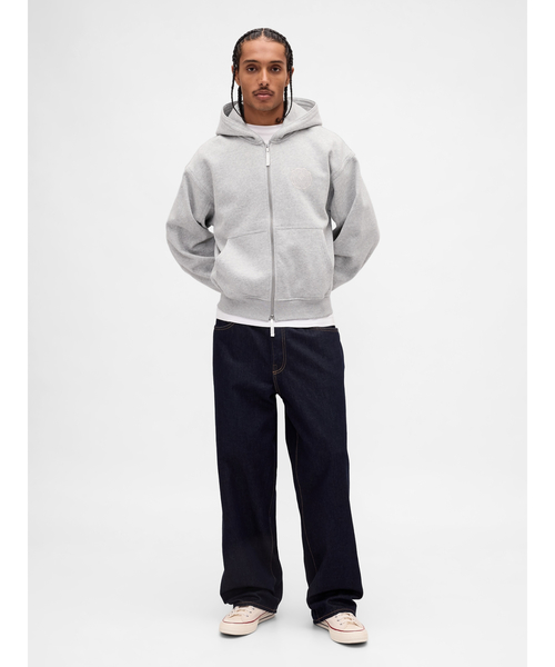 セール】リラックスフィット GAPロゴ ジップアップパーカー