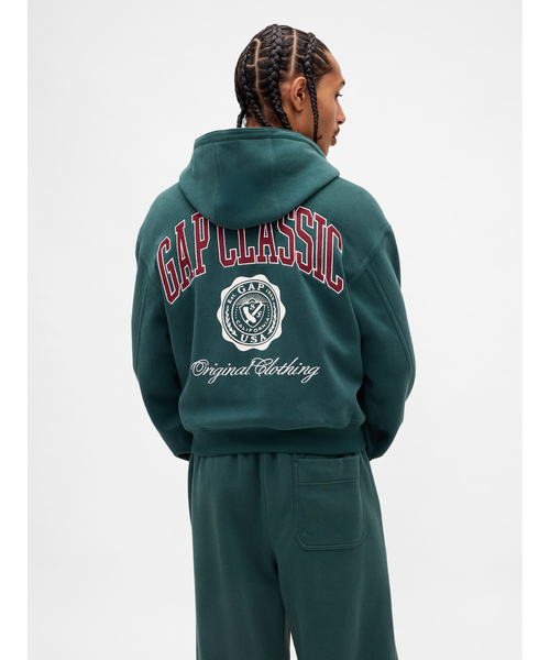 【希少レア】新品ꕥリラックスフィットGAPロゴジップアップパーカー男女兼用 セール】リラックスフィット GAPロゴ ジップアップパーカー（パーカー