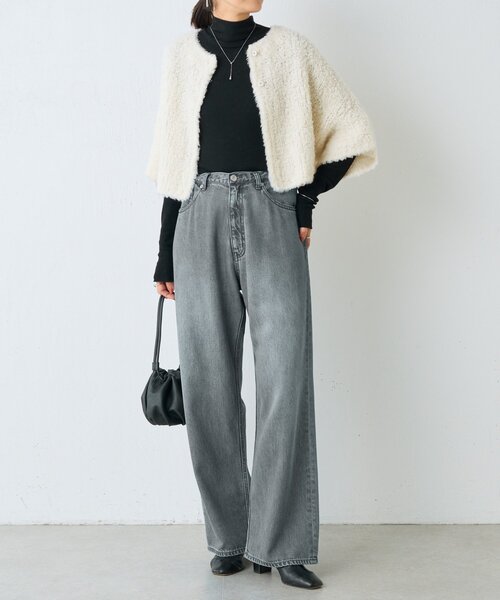 BEARDSLEY（ビアズリー）の「カシミヤループ前後カーディガン（ニット/セーター・レディース・チャコールグレー/ホワイト・FREE）」の14枚目の写真