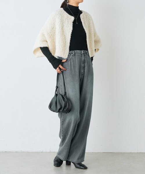 BEARDSLEY（ビアズリー）の「カシミヤループ前後カーディガン（ニット/セーター・レディース・チャコールグレー/ホワイト・FREE）」の15枚目の写真