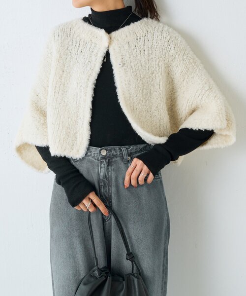 BEARDSLEY（ビアズリー）の「カシミヤループ前後カーディガン（ニット/セーター・レディース・チャコールグレー/ホワイト・FREE）」の16枚目の写真