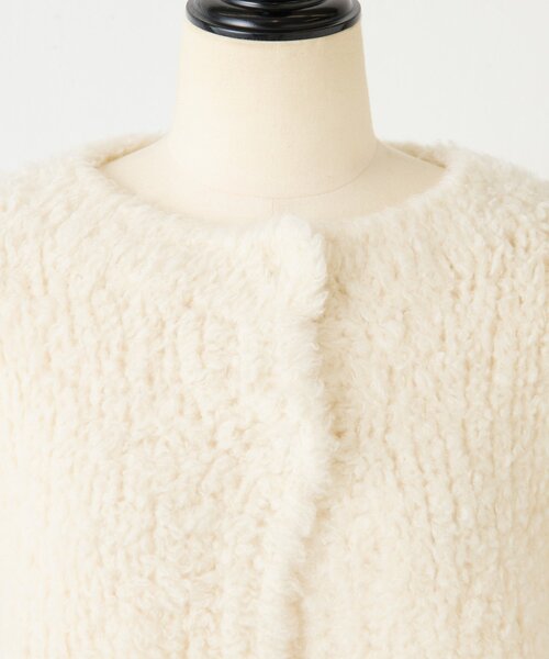 BEARDSLEY（ビアズリー）の「カシミヤループ前後カーディガン（ニット/セーター・レディース・チャコールグレー/ホワイト・FREE）」の3枚目の写真