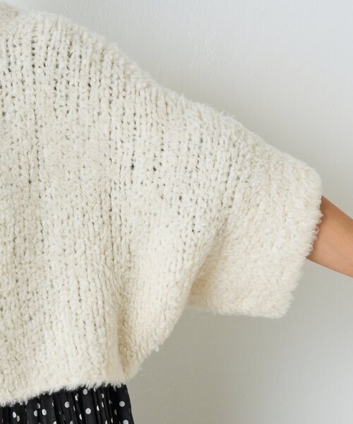 BEARDSLEY（ビアズリー）の「カシミヤループ前後カーディガン（ニット/セーター・レディース・チャコールグレー/ホワイト・FREE）」の6枚目の写真