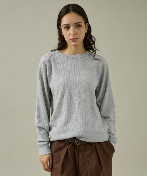 JEMORGAN（ジェーイーモーガン）の「【JEMORGAN/ジェーイーモーガン】CVCワッフル ラグラン裾ラウンドL S-T/ロンT/ラウンド/ラグラン【WEB限定】（Tシャツ/カットソー・メンズ・ブラック/グレー/ネイビー/ホワイト・M/XL/L）」の4枚目の写真