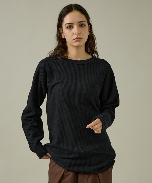 JEMORGAN（ジェーイーモーガン）の「【JEMORGAN/ジェーイーモーガン】CVCワッフル ラグラン裾ラウンドL S-T/ロンT/ラウンド/ラグラン【WEB限定】（Tシャツ/カットソー・メンズ・ブラック/グレー/ネイビー/ホワイト・M/XL/L）」の3枚目の写真