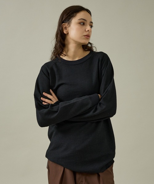 JEMORGAN（ジェーイーモーガン）の「【JEMORGAN/ジェーイーモーガン】CVCワッフル ラグラン裾ラウンドL S-T/ロンT/ラウンド/ラグラン【WEB限定】（Tシャツ/カットソー・メンズ・ブラック/グレー/ネイビー/ホワイト・M/XL/L）」の5枚目の写真