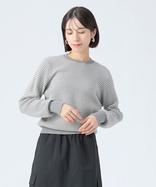 BEAMS HEART(ビームスハート)の「変形 編み柄 ニット(ニット/セーター・レディース・ネイビー/イエロー/グレー/ブルー・FREE)」の1枚目の写真