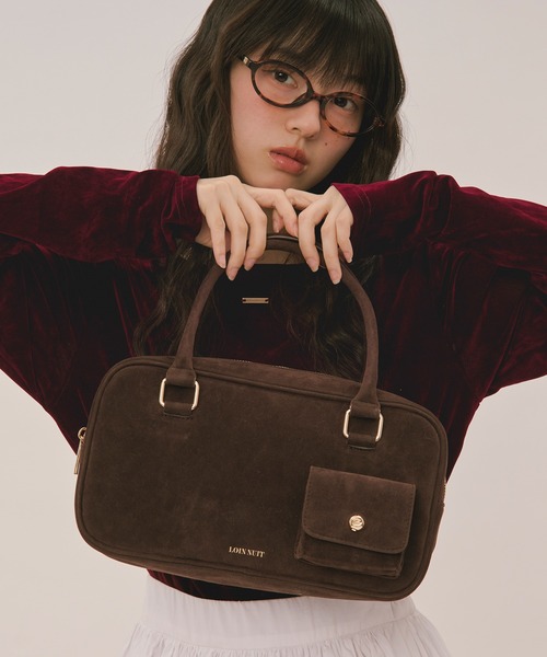 loin nuit（ロワンニュイ）の「mulch way suede bag / マルチウェイスウェードバッグ（ボストンバッグ・レディース・ブラウン/ボルドー・FREE）」の6枚目の写真