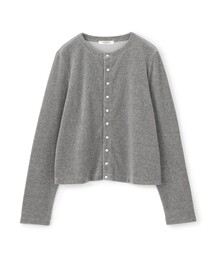 コットンポリエステルベロア クルーネックカーディガン