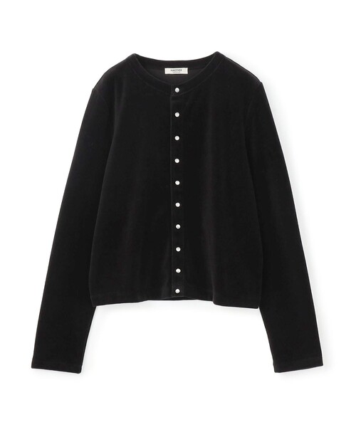 コットンポリエステルベロア クルーネックカーディガン（カーディガン
