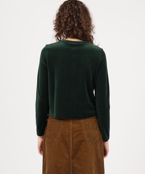 コットンポリエステルベロア クルーネックカーディガン（カーディガン