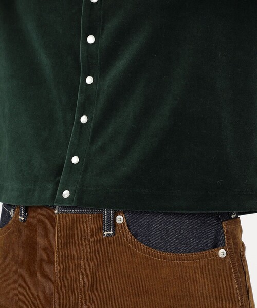 コットンポリエステルベロア クルーネックカーディガン（カーディガン