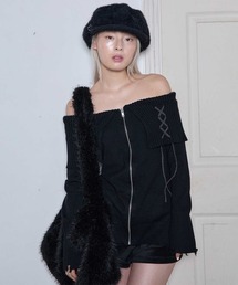 Heart Tattoo（ハートタトゥー）の「lace up off shoulder mini knit one-piece / レースアップオフショルミニニットワンピース（ワンピース）」