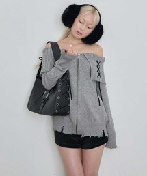 Heart Tattoo（ハートタトゥー）の「lace up off shoulder mini knit one-piece / レースアップオフショルミニニットワンピース（ワンピース）」