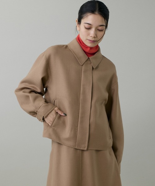 INED（イネド）の「梳毛接結リバー ダブルフェイスブルゾン【セットアップ対応】（ブルゾン・レディース・キャメル/チェック・9号/7号）」の13枚目の写真