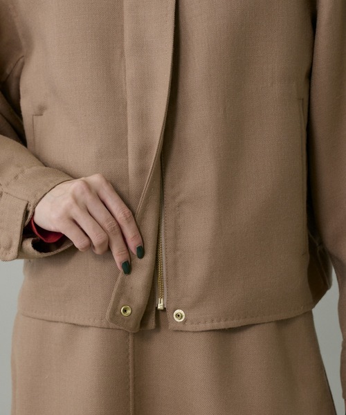 INED（イネド）の「梳毛接結リバー ダブルフェイスブルゾン【セットアップ対応】（ブルゾン・レディース・キャメル/チェック・9号/7号）」の19枚目の写真