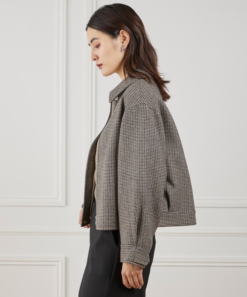 INED（イネド）の「梳毛接結リバー ダブルフェイスブルゾン【セットアップ対応】（ブルゾン・レディース・キャメル/チェック・9号/7号）」の8枚目の写真