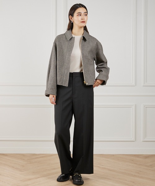 INED（イネド）の「梳毛接結リバー ダブルフェイスブルゾン【セットアップ対応】（ブルゾン・レディース・キャメル/チェック・9号/7号）」の5枚目の写真