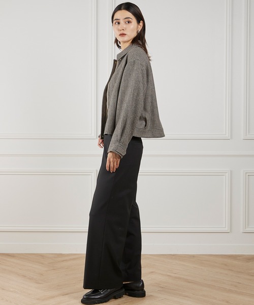 INED（イネド）の「梳毛接結リバー ダブルフェイスブルゾン【セットアップ対応】（ブルゾン・レディース・キャメル/チェック・9号/7号）」の3枚目の写真