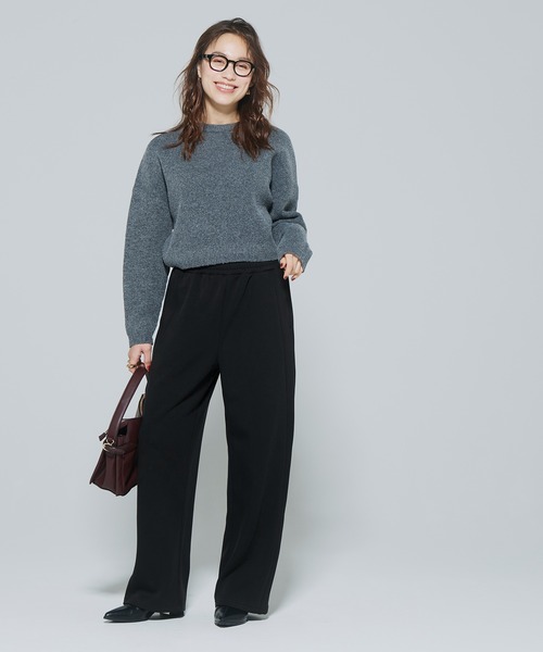 coca（coca）（コカ）の「【DAILY WARM】裏起毛ソフトスウェットワイドパンツ（スウェットパンツ・レディース・ブラック/アイボリー・L/S/M）」の3枚目の写真