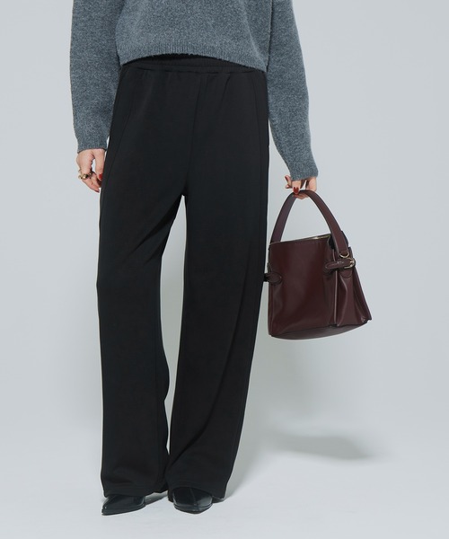 coca（coca）（コカ）の「【DAILY WARM】裏起毛ソフトスウェットワイドパンツ（スウェットパンツ・レディース・ブラック/アイボリー・L/S/M）」の5枚目の写真