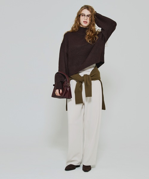 coca（coca）（コカ）の「【DAILY WARM】裏起毛ソフトスウェットワイドパンツ（スウェットパンツ・レディース・ブラック/アイボリー・L/S/M）」の9枚目の写真