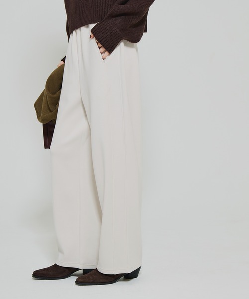 coca（coca）（コカ）の「【DAILY WARM】裏起毛ソフトスウェットワイドパンツ（スウェットパンツ・レディース・ブラック/アイボリー・L/S/M）」の10枚目の写真