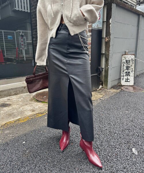 mline（エムライン）の「[mline]レザースリット スカート（スカート・レディース・ブラウン/ブラック・1/2）」の5枚目の写真