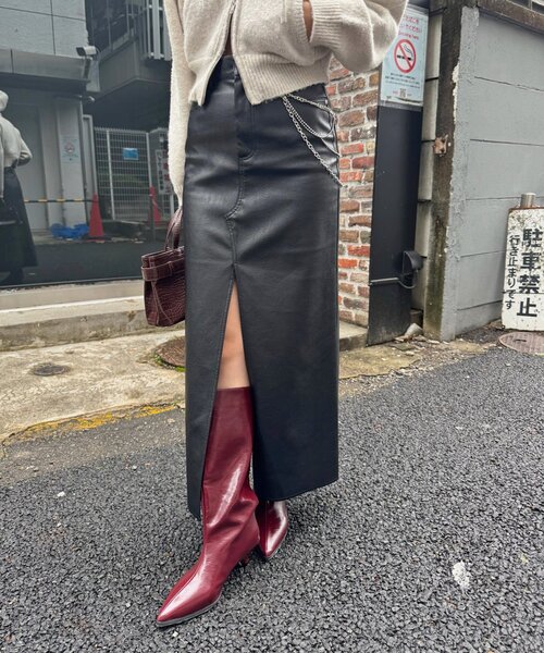 mline（エムライン）の「[mline]レザースリット スカート（スカート・レディース・ブラウン/ブラック・1/2）」の6枚目の写真