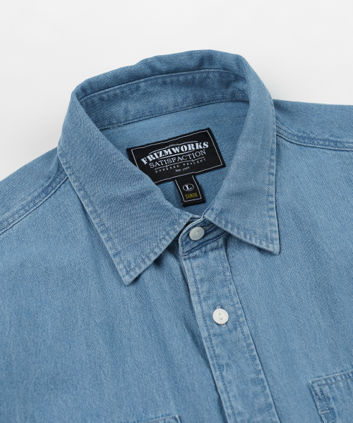 FRIZMWORKS(フリズムワークス)の「BLEACH DENIM UTILITY SHIRT _ MID BLUE(シャツ/ブラウス・メンズ・その他・SMALL/MEDIUM/LARGE/X-LARGE)」の3枚目の写真