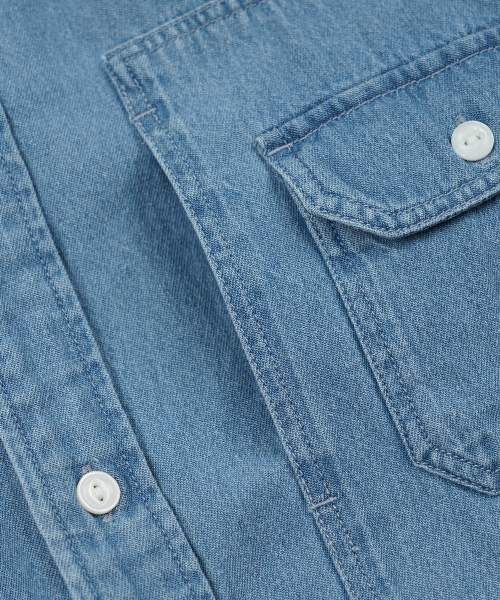 FRIZMWORKS(フリズムワークス)の「BLEACH DENIM UTILITY SHIRT _ MID BLUE(シャツ/ブラウス・メンズ・その他・SMALL/MEDIUM/LARGE/X-LARGE)」の6枚目の写真