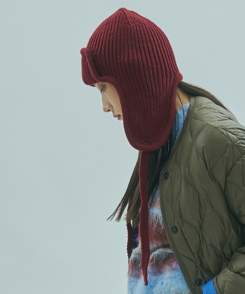 ROSE BUD(ローズバッド)の「ROSEBUD FLIGHT KNIT CAP(ニットキャップ/ビーニー・レディース・ブラック/オフホワイト/バーガンディー・ONE SIZE)」の15枚目の写真