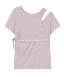 Layered Lace Slit Top [Pink]