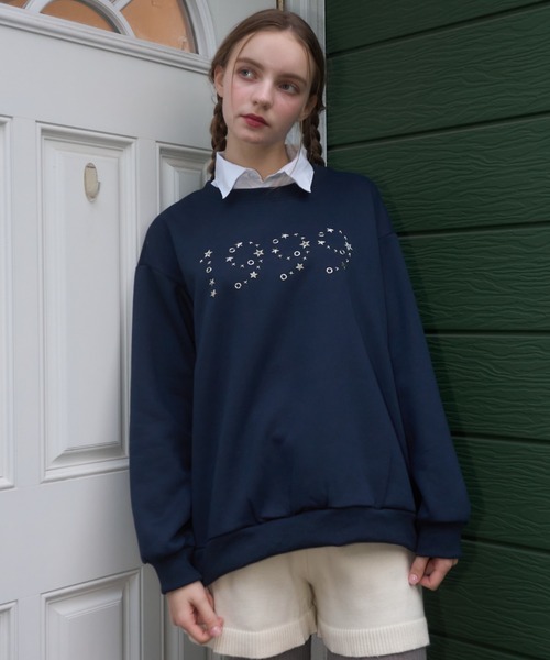 Birthday room（バースデイルーム）の「1999ロゴスタッズスウェット/1999 logo studs sweat（スウェット・レディース・グレー/ネイビー・FREE）」の13枚目の写真