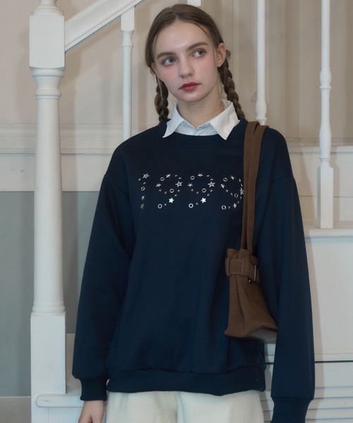 Birthday room（バースデイルーム）の「1999ロゴスタッズスウェット/1999 logo studs sweat（スウェット・レディース・グレー/ネイビー・FREE）」の15枚目の写真