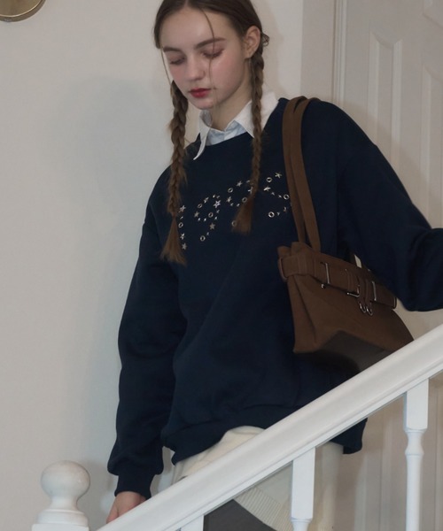 Birthday room（バースデイルーム）の「1999ロゴスタッズスウェット/1999 logo studs sweat（スウェット・レディース・グレー/ネイビー・FREE）」の17枚目の写真