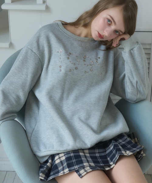 Birthday room（バースデイルーム）の「1999ロゴスタッズスウェット/1999 logo studs sweat（スウェット・レディース・グレー/ネイビー・FREE）」の5枚目の写真