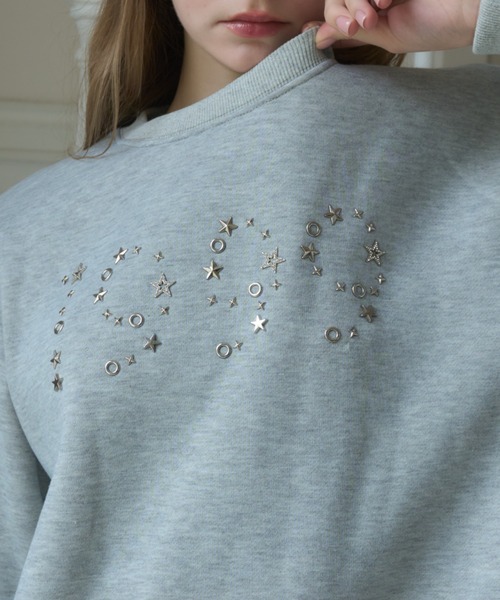 Birthday room（バースデイルーム）の「1999ロゴスタッズスウェット/1999 logo studs sweat（スウェット・レディース・グレー/ネイビー・FREE）」の3枚目の写真