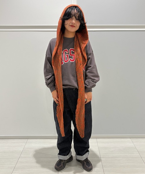 MARKEY'S(マーキーズ)の「ミックスニットマフラービーニー(ニットキャップ/ビーニー・レディース・ライトグリーン/オレンジ・160cm)」の16枚目の写真