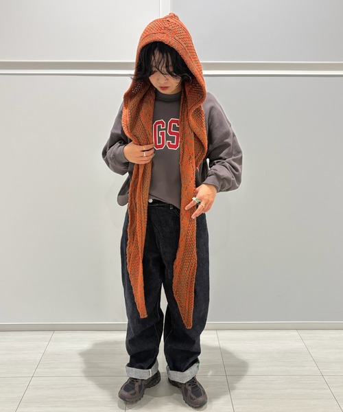 MARKEY'S(マーキーズ)の「ミックスニットマフラービーニー(ニットキャップ/ビーニー・レディース・ライトグリーン/オレンジ・160cm)」の17枚目の写真